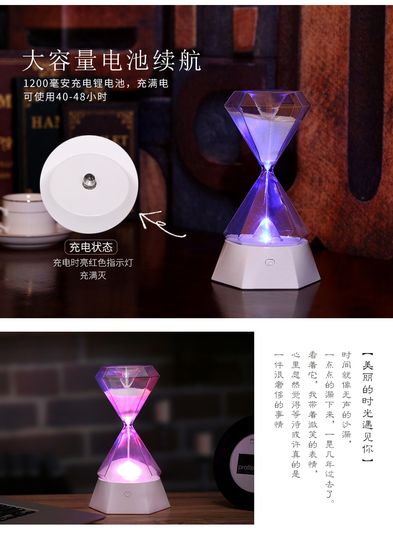 Creative hourglass timer color lamp new hourglass gift. Creative hourglass timer color lamp new hourglass gift.