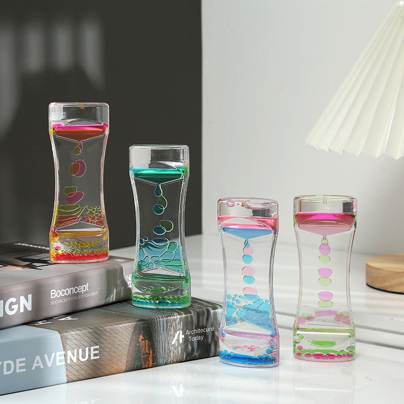 Beautiful Waist Two-Color Oil Leakage Creative Home Decoration Crafts Small Dynamic Hourglass Student Birthday Gift Giving Presents
