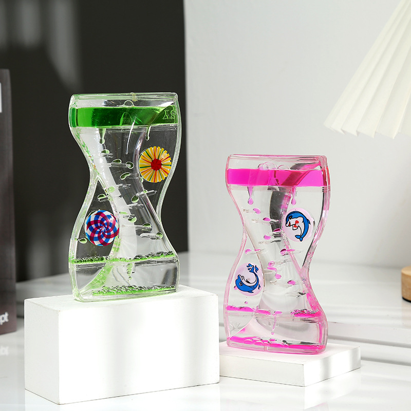 Oil Leakage Reducing Crystal Oil Drops Doppel Herz Acrylic Ornament Crafts Hourglass Student Gifts Children&#039;s Toys