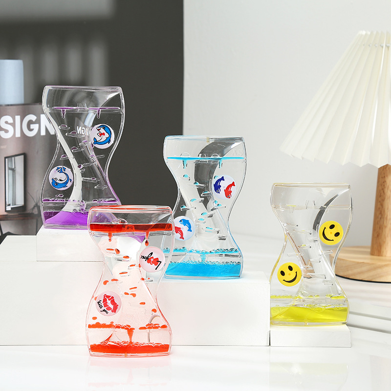 Oil Leakage Reducing Crystal Oil Drops Doppel Herz Acrylic Ornament Crafts Hourglass Student Gifts Children's Toys