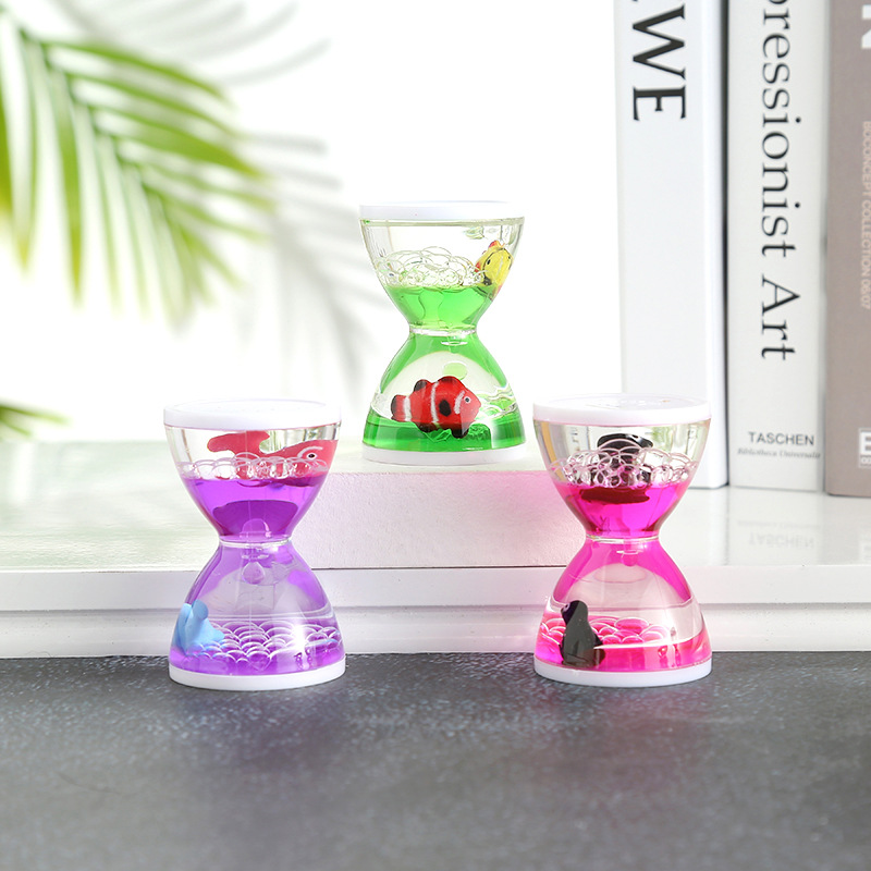 Leaping Carp Hourglass Crystal Pencil Case Multi-Color Office Decorations Creative Pencil Case Factory Wholesale