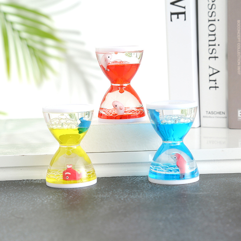 Leaping Carp Hourglass Crystal Pencil Case Multi-Color Office Decorations Creative Pencil Case Factory Wholesale