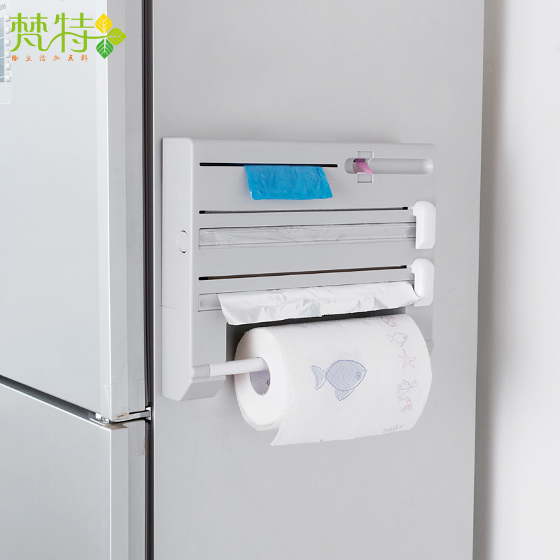 Fante Kitchen Plastic Wrap Storage Rack with Cutter Foil Storage Rack Tissue Rack Towel Rack Plastic Wrap Cutting