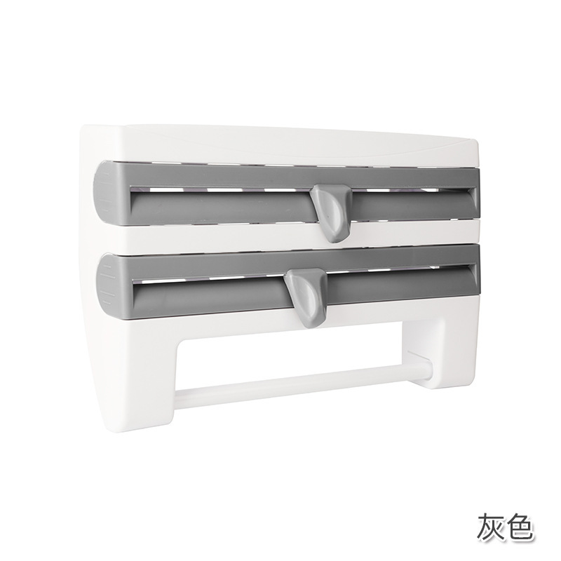 Refrigerator-Mounted Rack Barbecue Plastic Wrap Rack Kitchen Storage Rack with Cutter Plastic Wrap Storage Rack Wall Hanging Tissue Rack