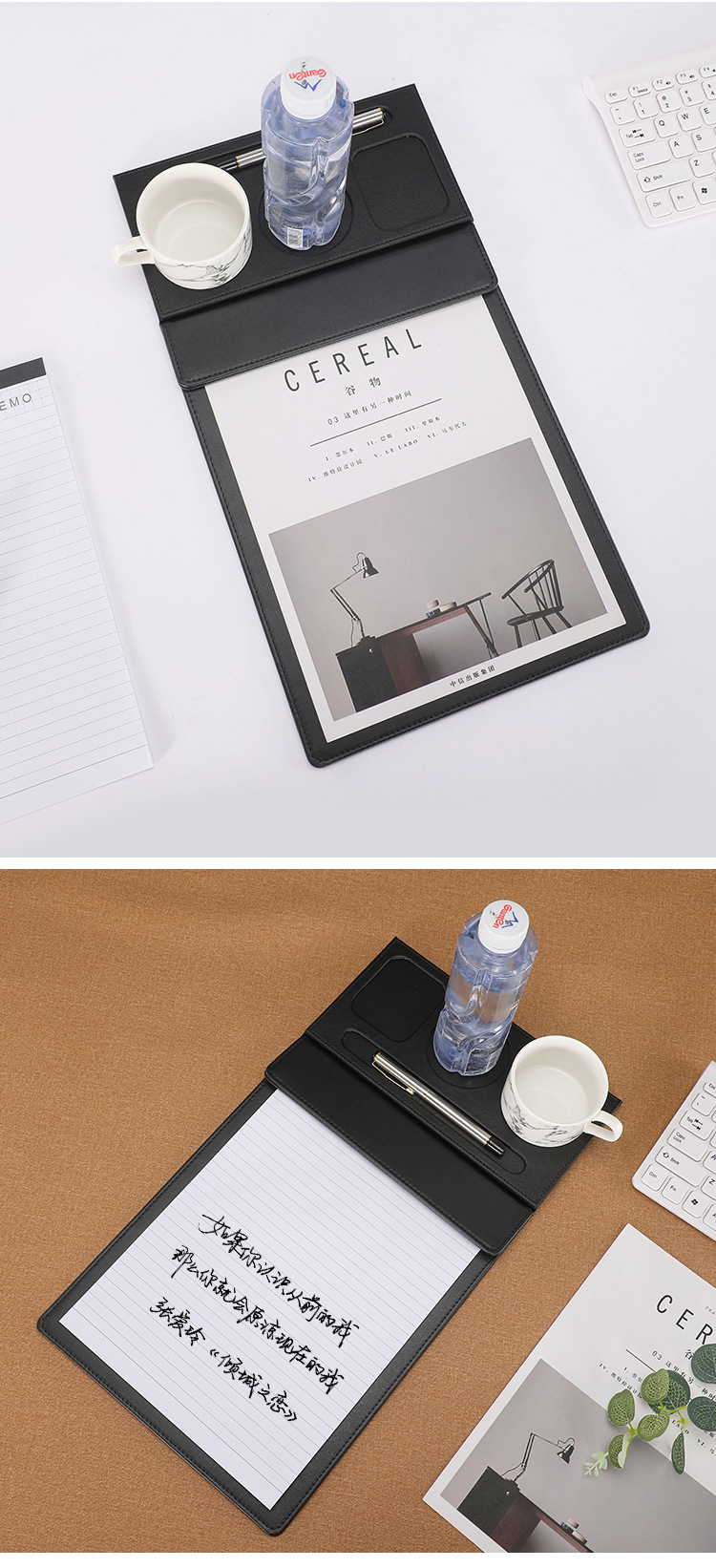 Wholesale Hotel A4 Conference Mat Clip Cup Saucer Coasters Suits Leather Contract Tablet Clip Customized Magnetic Menu Holder