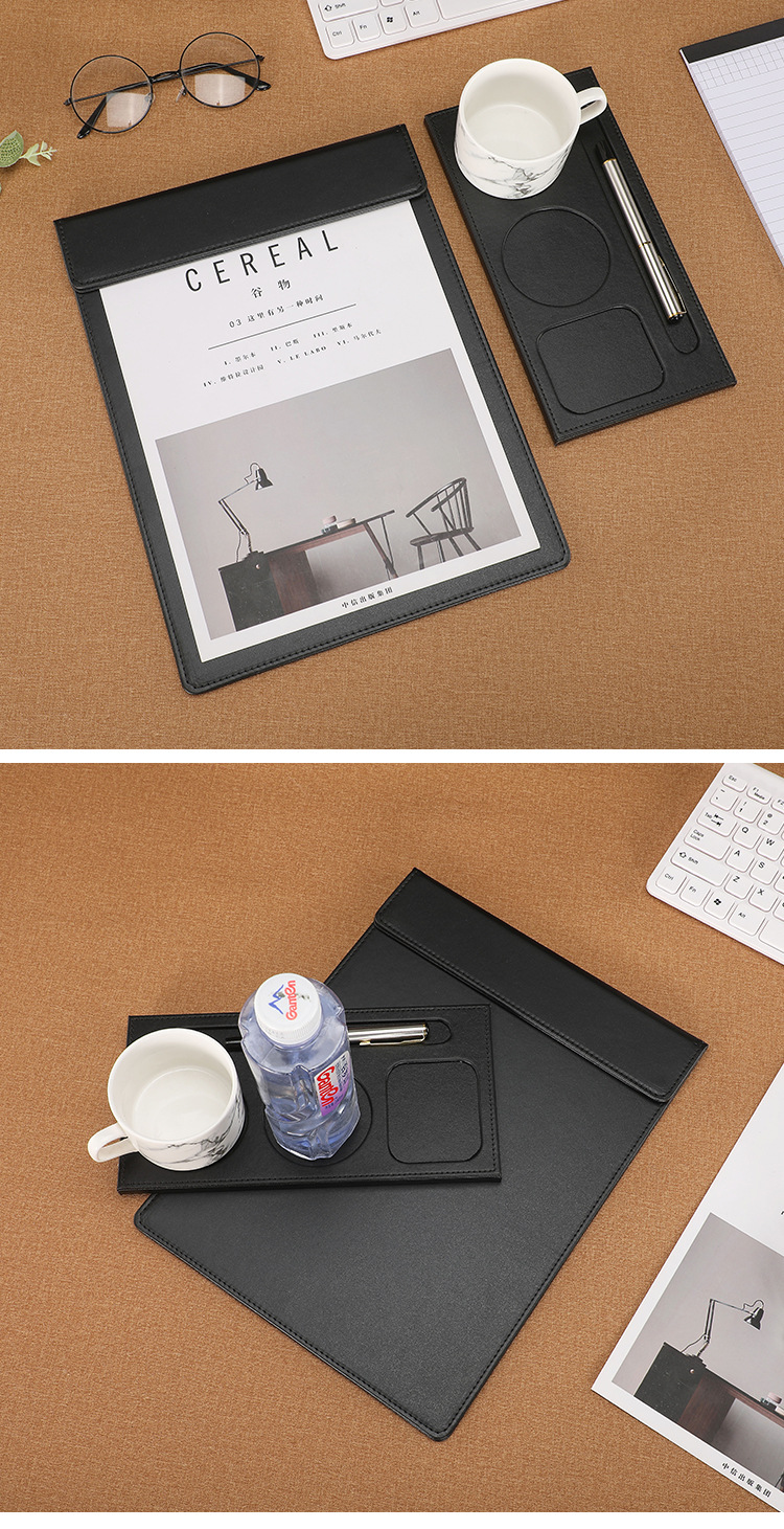 Wholesale Hotel A4 Conference Mat Clip Cup Saucer Coasters Suits Leather Contract Tablet Clip Customized Magnetic Menu Holder