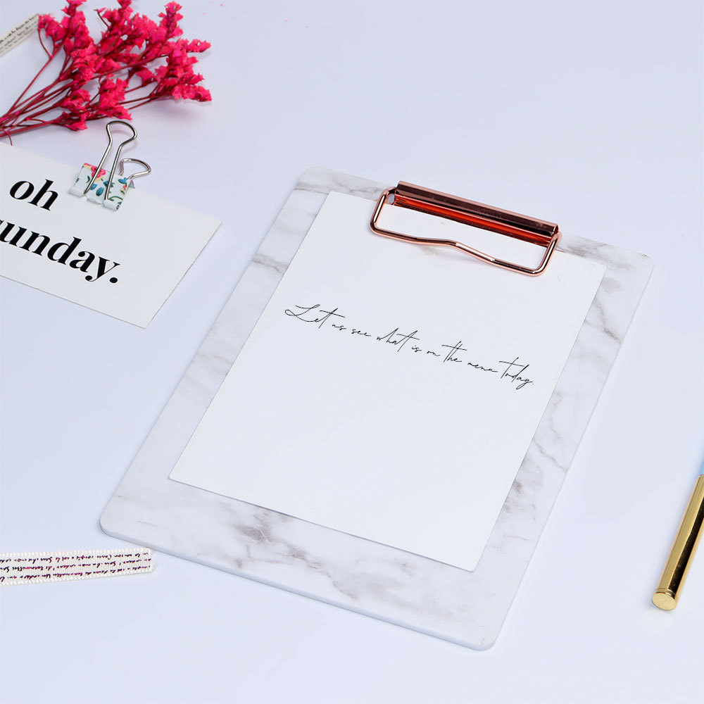 Customized Acrylic Tablet Folder Marble Plywood Writing Pad Menu Board Acrylic Plate Holder A5a6