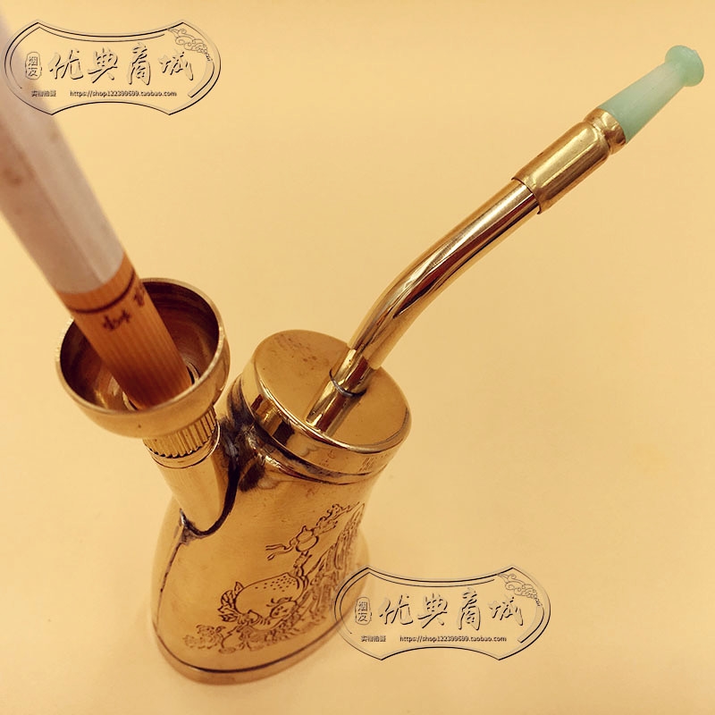 Brass Portable Dual-Purpose Hookah Pure Copper Pipe Filter Hoyah Dual-Purpose Men's Cigarette Holder for Dad