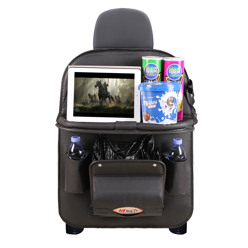 Car Foldable Dining Table Car Storage Bag Leather Car Seat Storage Hanging Bag Truck Garbage Can Storage Bag