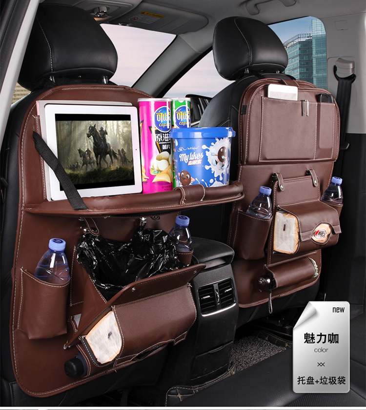 Car Foldable Dining Table Car Storage Bag Leather Car Seat Storage Hanging Bag Truck Garbage Can Storage Bag