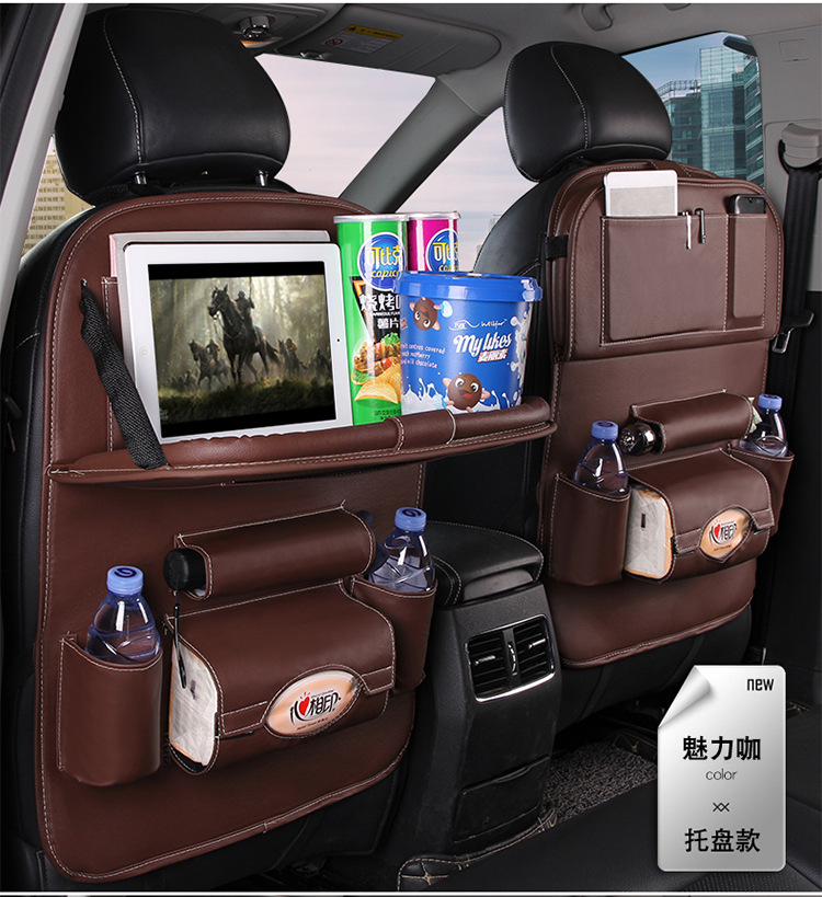 Car Foldable Dining Table Car Storage Bag Leather Car Seat Storage Hanging Bag Truck Garbage Can Storage Bag