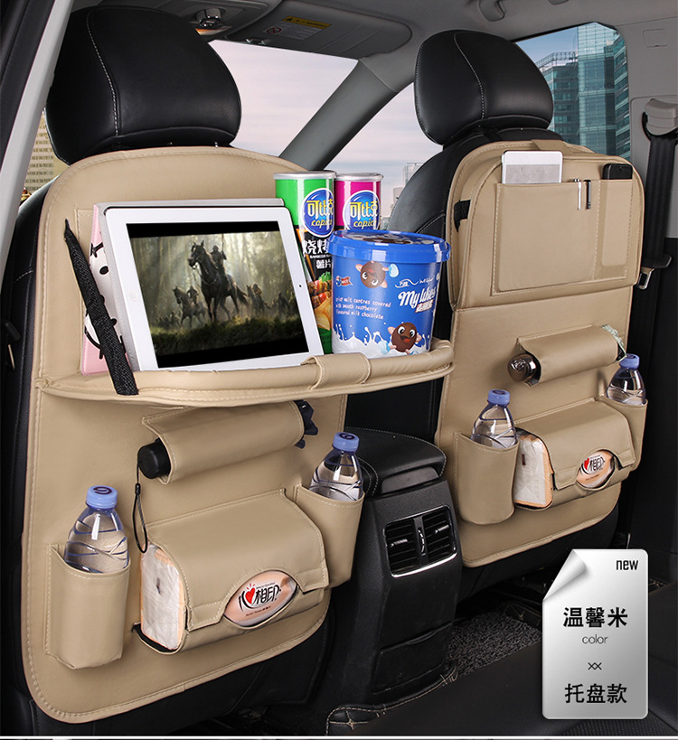 Car Foldable Dining Table Car Storage Bag Leather Car Seat Storage Hanging Bag Truck Garbage Can Storage Bag