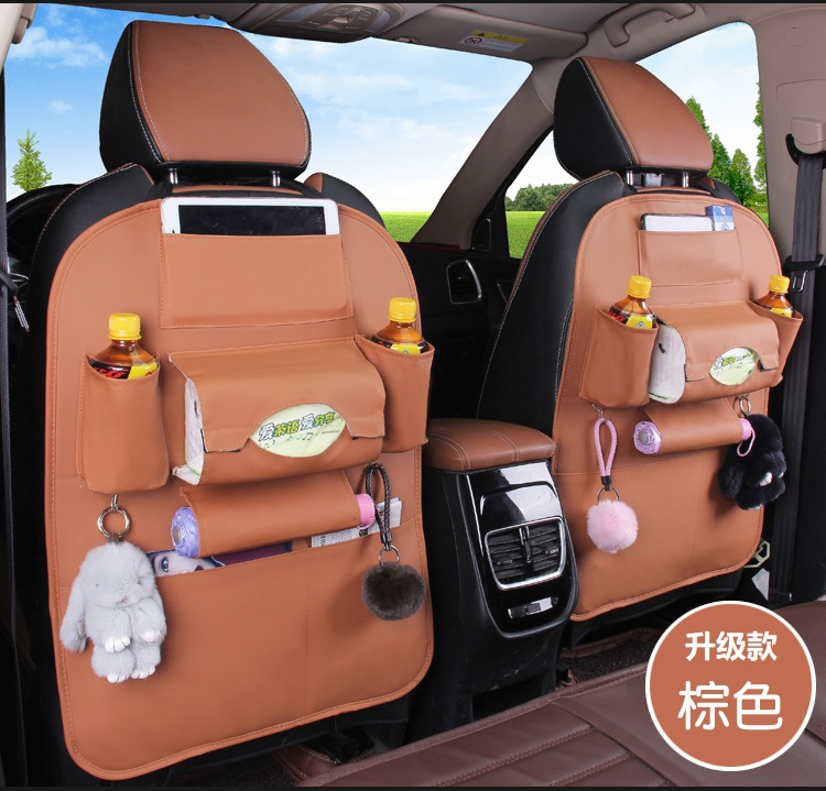 Car Foldable Dining Table Car Storage Bag Leather Car Seat Storage Hanging Bag Truck Garbage Can Storage Bag