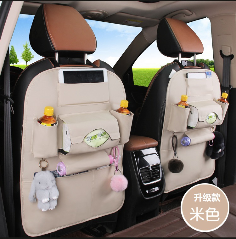 Car Foldable Dining Table Car Storage Bag Leather Car Seat Storage Hanging Bag Truck Garbage Can Storage Bag
