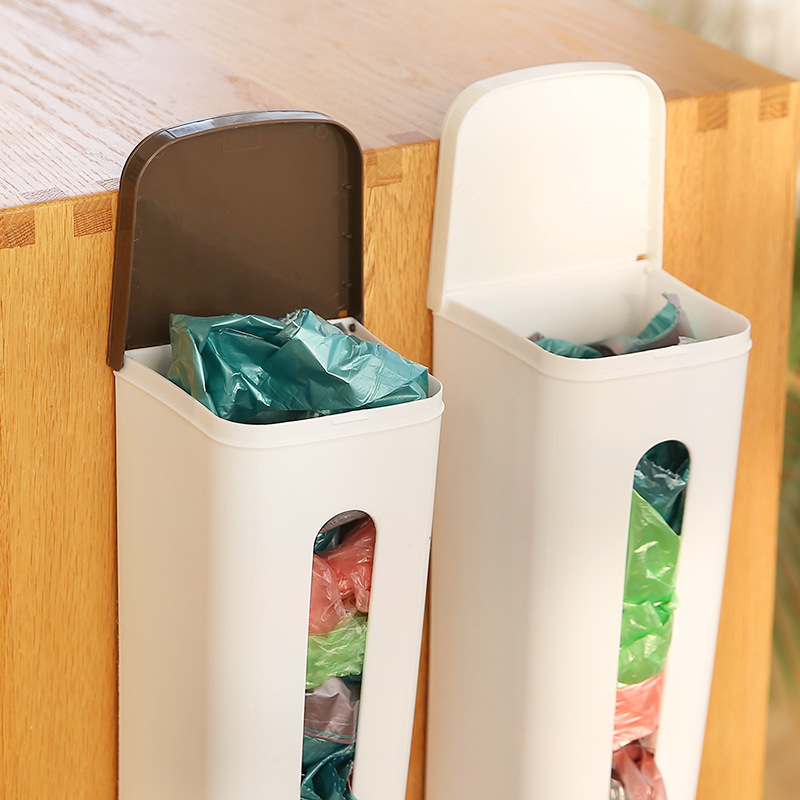 Plastic Bag Box Wall Hanging Extraction Garbage Bag Storage Box Kitchen Clutter Organizing Box Plastic Bag Storage Box