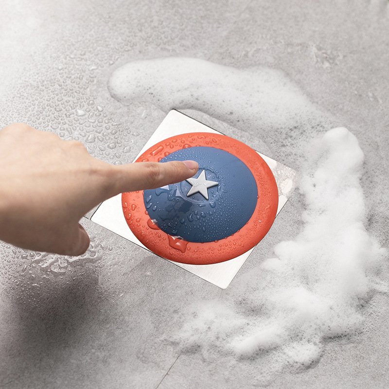 8 Press Shield Floor Drain Cover Silicone Floor Drain Filter Screen Toilet Sewer Blocking Prevention Water Lock Factory Wholesale