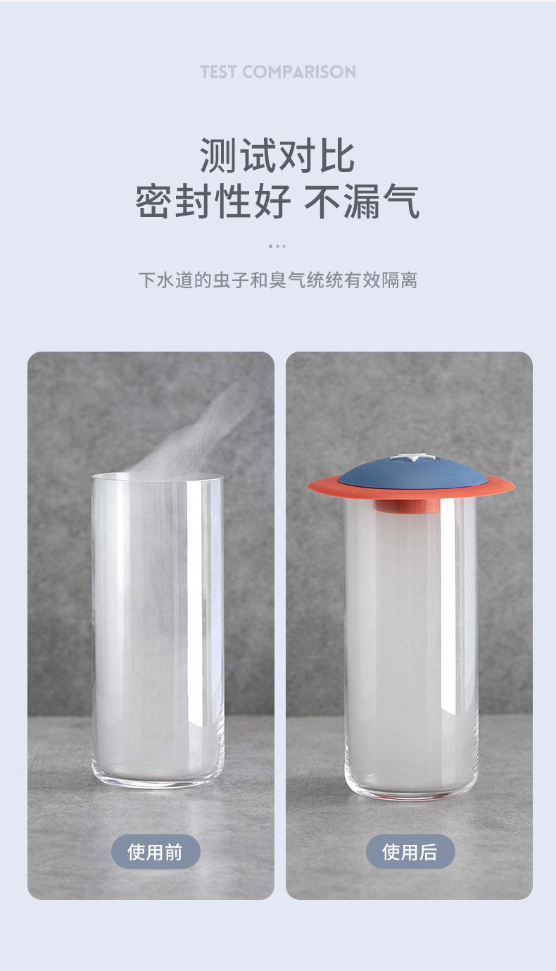 8 Press Shield Floor Drain Cover Silicone Floor Drain Filter Screen Toilet Sewer Blocking Prevention Water Lock Factory Wholesale