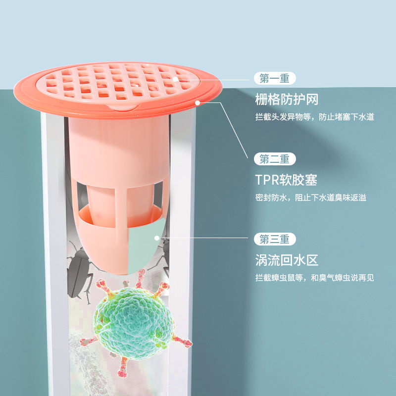  Floor Drain Odor Preventer Sewer Insect-Proof Deodorant Cover Kitchen Cockroach-Proof Anti-Odor Appliance Bathroom 