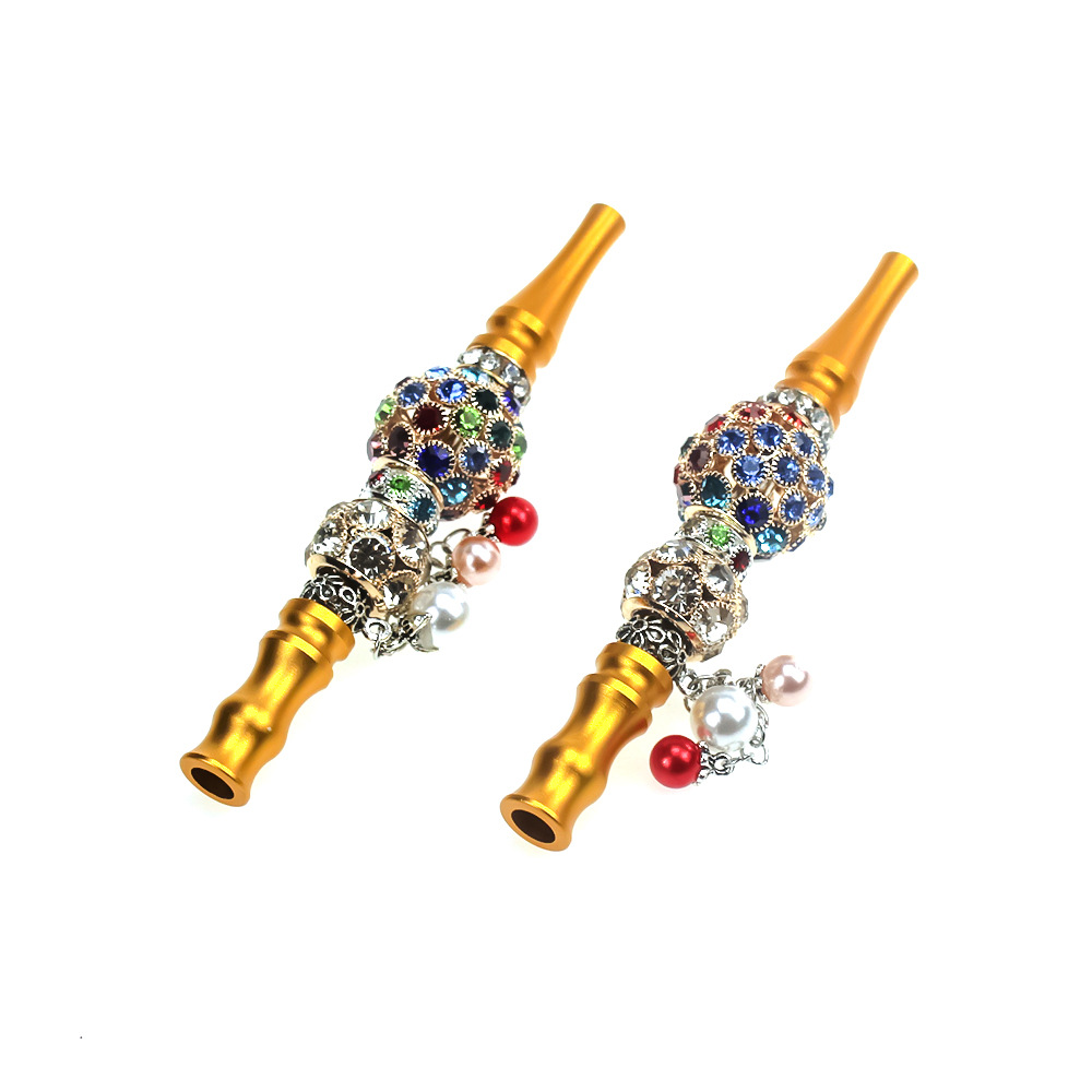 Middle East Hookah New Cigarette Holder Arabic Rhinestone Beads Pendant Suction Nozzle Loop Filter Aluminum Alloy Hookah Nozzle Middle East Hookah New Cigarette Holder Arabic Rhinestone Beads Pendant Suction Nozzle Loop Filter Aluminum Alloy Hookah Nozzle