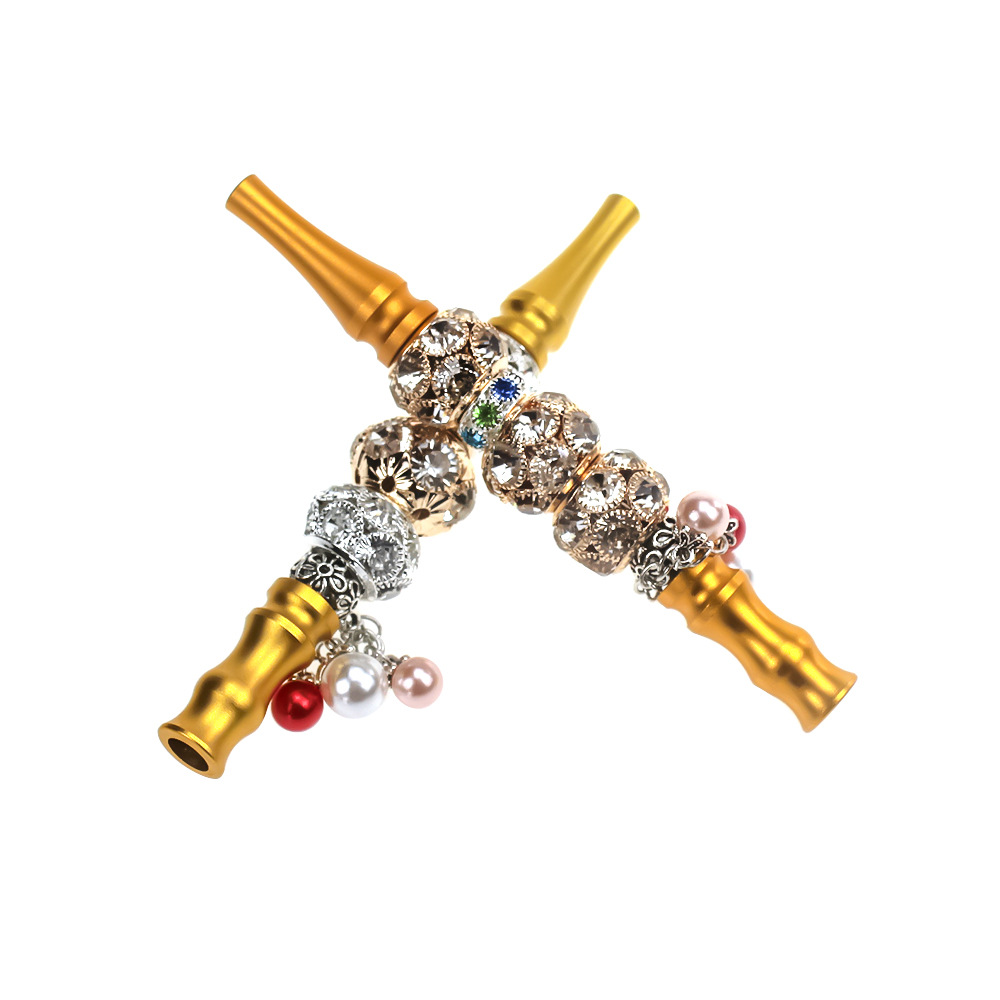 Middle East Hookah New Cigarette Holder Arabic Rhinestone Beads Pendant Suction Nozzle Loop Filter Aluminum Alloy Hookah Nozzle Middle East Hookah New Cigarette Holder Arabic Rhinestone Beads Pendant Suction Nozzle Loop Filter Aluminum Alloy Hookah Nozzle
