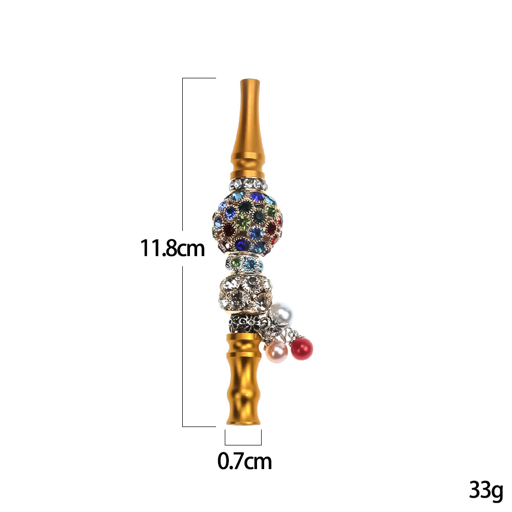Middle East Hookah New Cigarette Holder Arabic Rhinestone Beads Pendant Suction Nozzle Loop Filter Aluminum Alloy Hookah Nozzle Middle East Hookah New Cigarette Holder Arabic Rhinestone Beads Pendant Suction Nozzle Loop Filter Aluminum Alloy Hookah Nozzle
