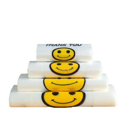 Transparent plastic bag smiling face bag vest bag custom supermarket fruit takeaway bag vest bag garbage bag custom LOGO
