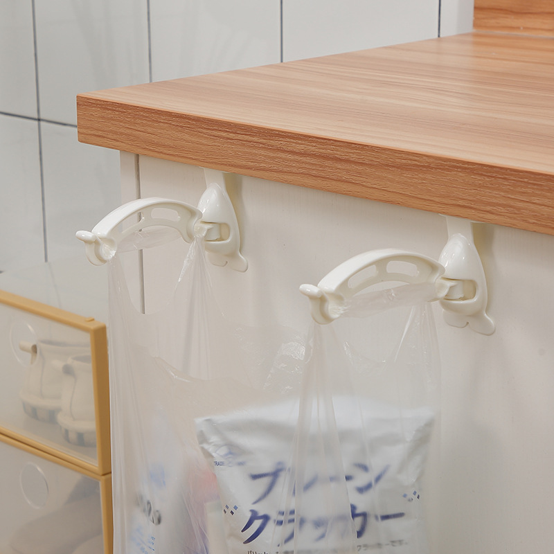 Kitchen cabinet door garbage bag rack garbage storage rack bracket suspension folding hook plastic