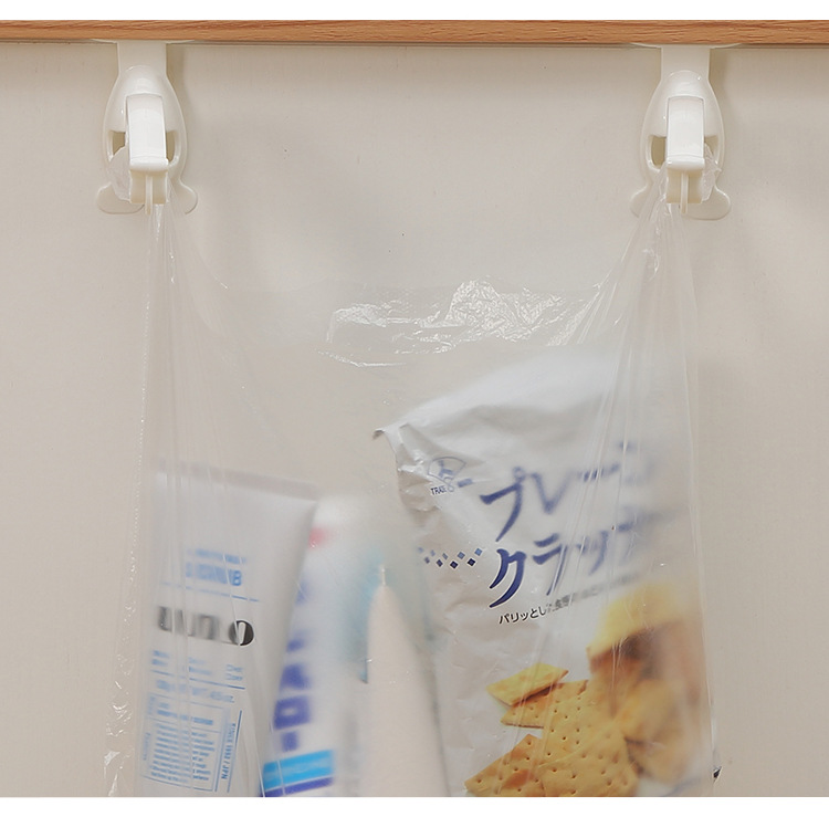 Kitchen cabinet door garbage bag rack garbage storage rack bracket suspension folding hook plastic