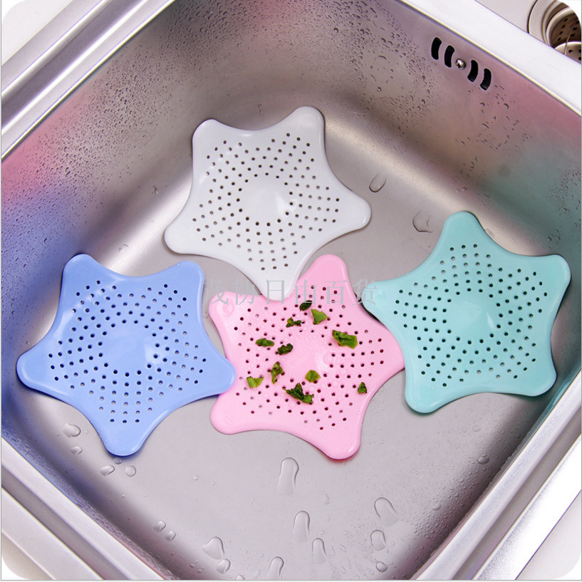 Light Color Silicone Five-Pointed Star Starfish Scullery Filter Screen Bathroom Floor Drain with Suction Cup OPP Bag