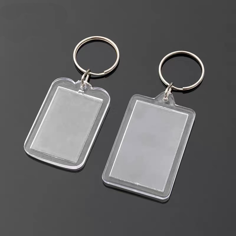 Key Chain Empty Shell Transparent Acrylic Photo Frame Plastic Photographic Studio Photo Number Plate Storage Card Bag Ha