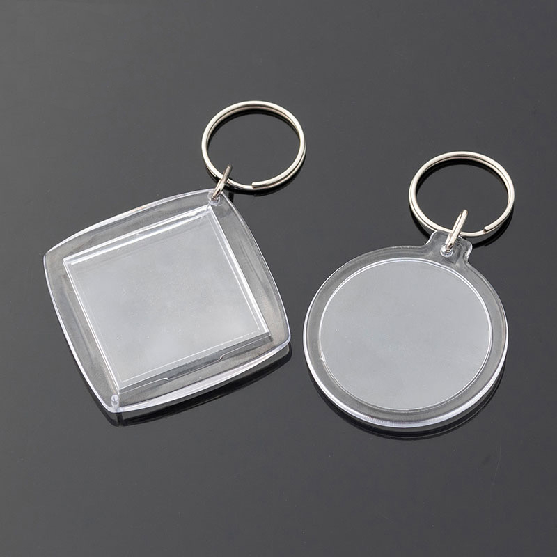 Key Chain Empty Shell Transparent Acrylic Photo Frame Plastic Photographic Studio Photo Number Plate Storage Card Bag Ha