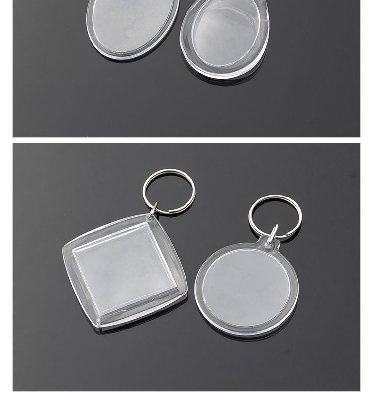 Key Chain Empty Shell Transparent Acrylic Photo Frame Plastic Photographic Studio Photo Number Plate Storage Card Bag Ha