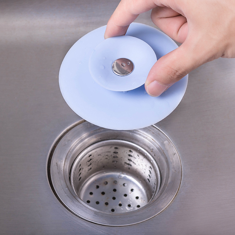 Kitchen press deodorant seal bounce silicone floor drain bathroom tapping anti - clogging plastic sink filter