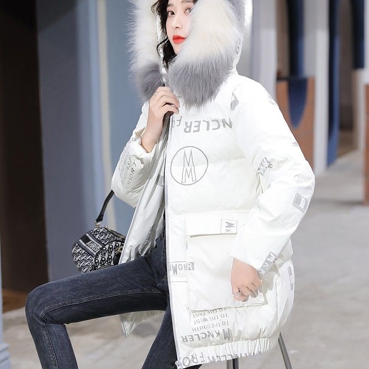 Glossy Cotton-Padded Clothes 2020 New Women&#039;s Korean Style Winter Mid-Length Thick Disposable Cotton-Padded Clothes Loose down Cotton Jacket Fashion