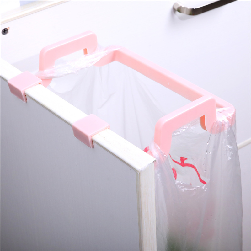 Creative Plastic door-to-back garbage bag shelf multi-function kitchen cupboard door behind the cloth hanging rack storage hooks