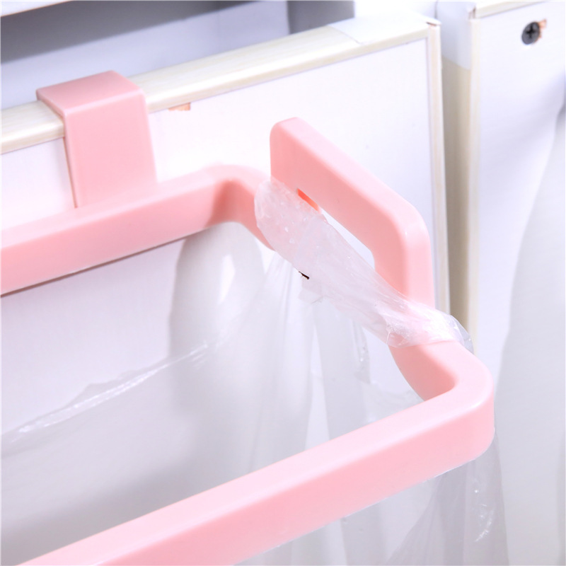 Creative Plastic door-to-back garbage bag shelf multi-function kitchen cupboard door behind the cloth hanging rack storage hooks