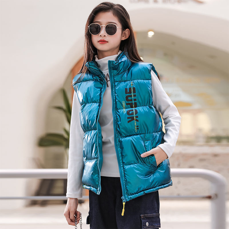 Children&#039;s down Cotton Vest 2021 Autumn and Winter New Medium and Large Children&#039;s Thickened Disposable Vest Baby Girl Warm Waistcoat