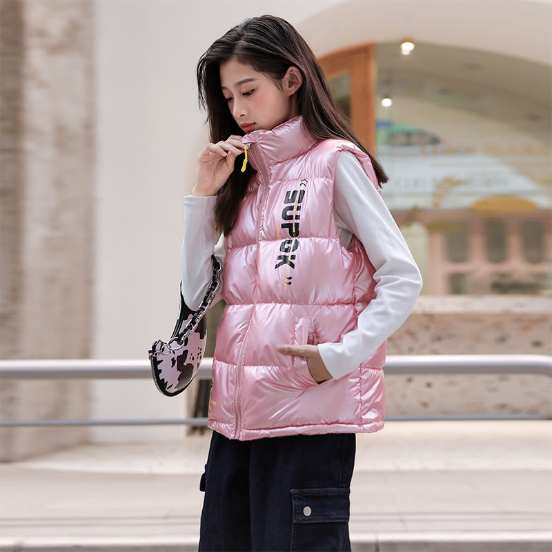 Children&#039;s down Cotton Vest 2021 Autumn and Winter New Medium and Large Children&#039;s Thickened Disposable Vest Baby Girl Warm Waistcoat