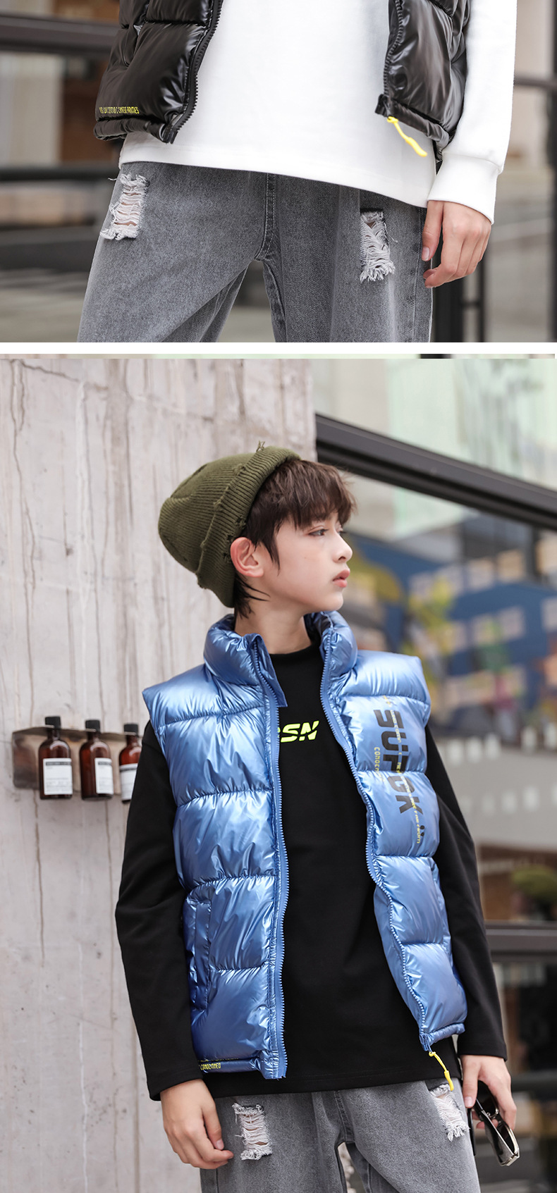 Children's down Cotton Vest 2021 Autumn and Winter New Medium and Large Children's Thickened Disposable Vest Baby Girl Warm Waistcoat