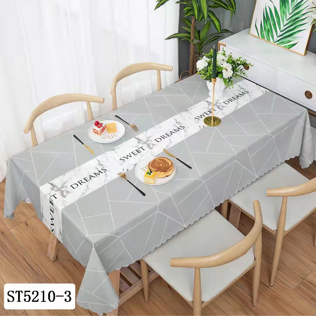 Thick PVC Tablecloth Waterproof and Oilproof and Heatproof Disposable PU Leather Pattern Plastic Nordic Ins Odorless Dining Table Cloth Tablecloth