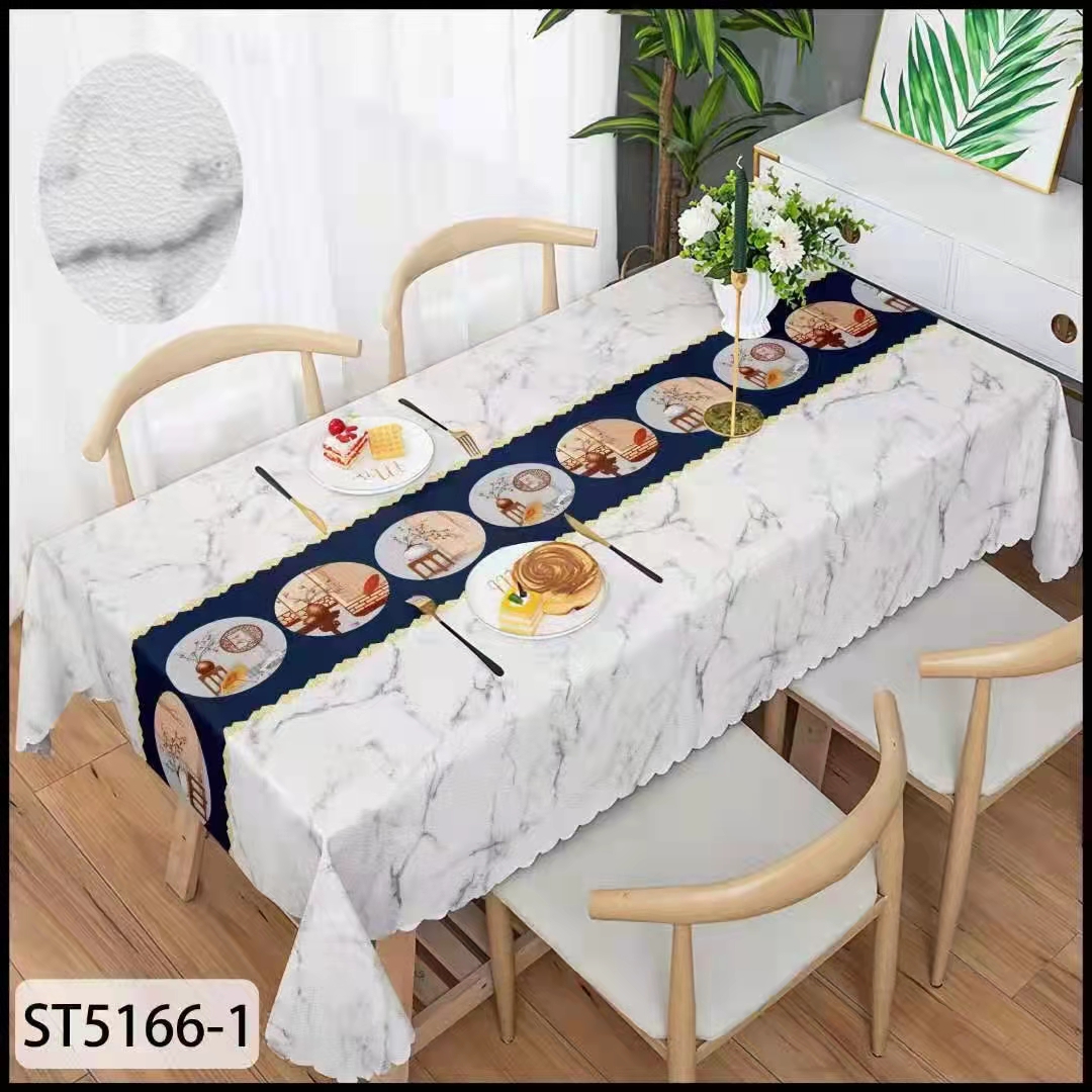 Thick PVC Tablecloth Waterproof and Oilproof and Heatproof Disposable PU Leather Pattern Plastic Nordic Ins Odorless Dining Table Cloth Tablecloth