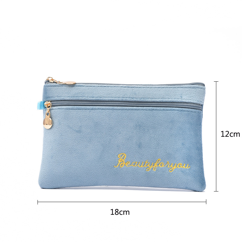Double Zipper Mobile Phone Bag Ins Flannel Storage Bag Portable Women&#039;s Coin Purse Key Card Bag Mini Bag