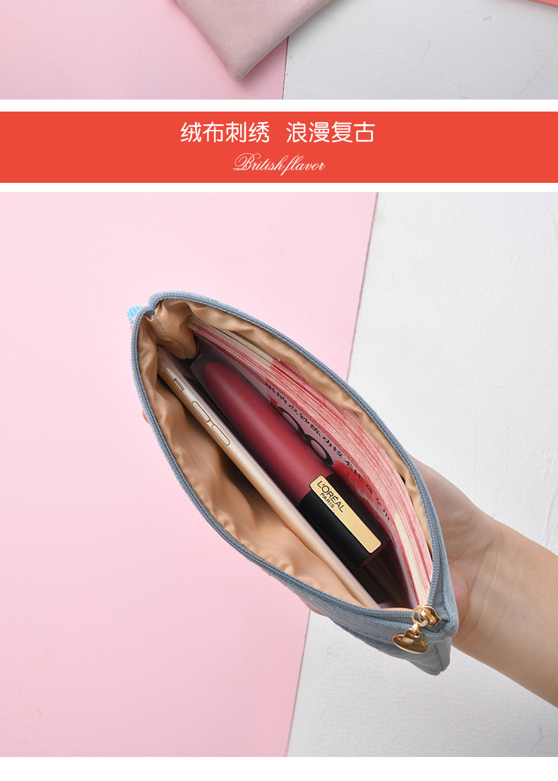 Double Zipper Mobile Phone Bag Ins Flannel Storage Bag Portable Women's Coin Purse Key Card Bag Mini Bag