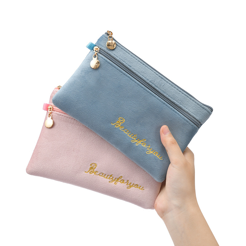 Double Zipper Mobile Phone Bag Ins Flannel Storage Bag Portable Women&#039;s Coin Purse Key Card Bag Mini Bag