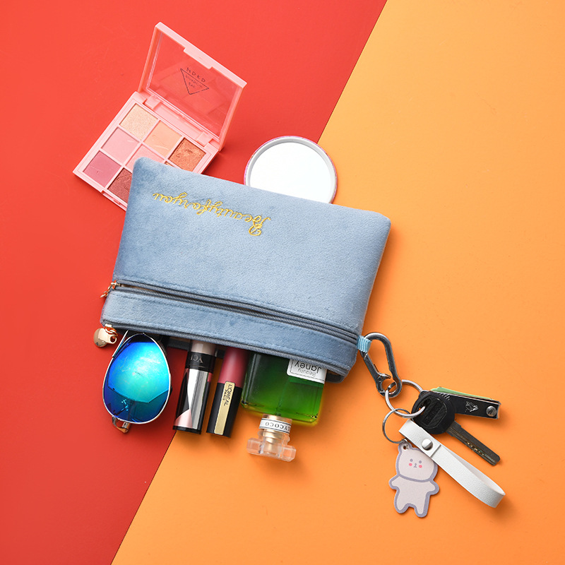 Double Zipper Mobile Phone Bag Ins Flannel Storage Bag Portable Women&#039;s Coin Purse Key Card Bag Mini Bag
