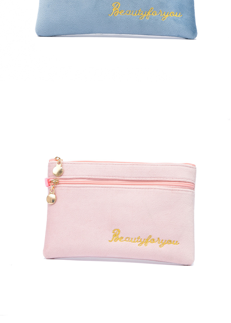 Double Zipper Mobile Phone Bag Ins Flannel Storage Bag Portable Women's Coin Purse Key Card Bag Mini Bag