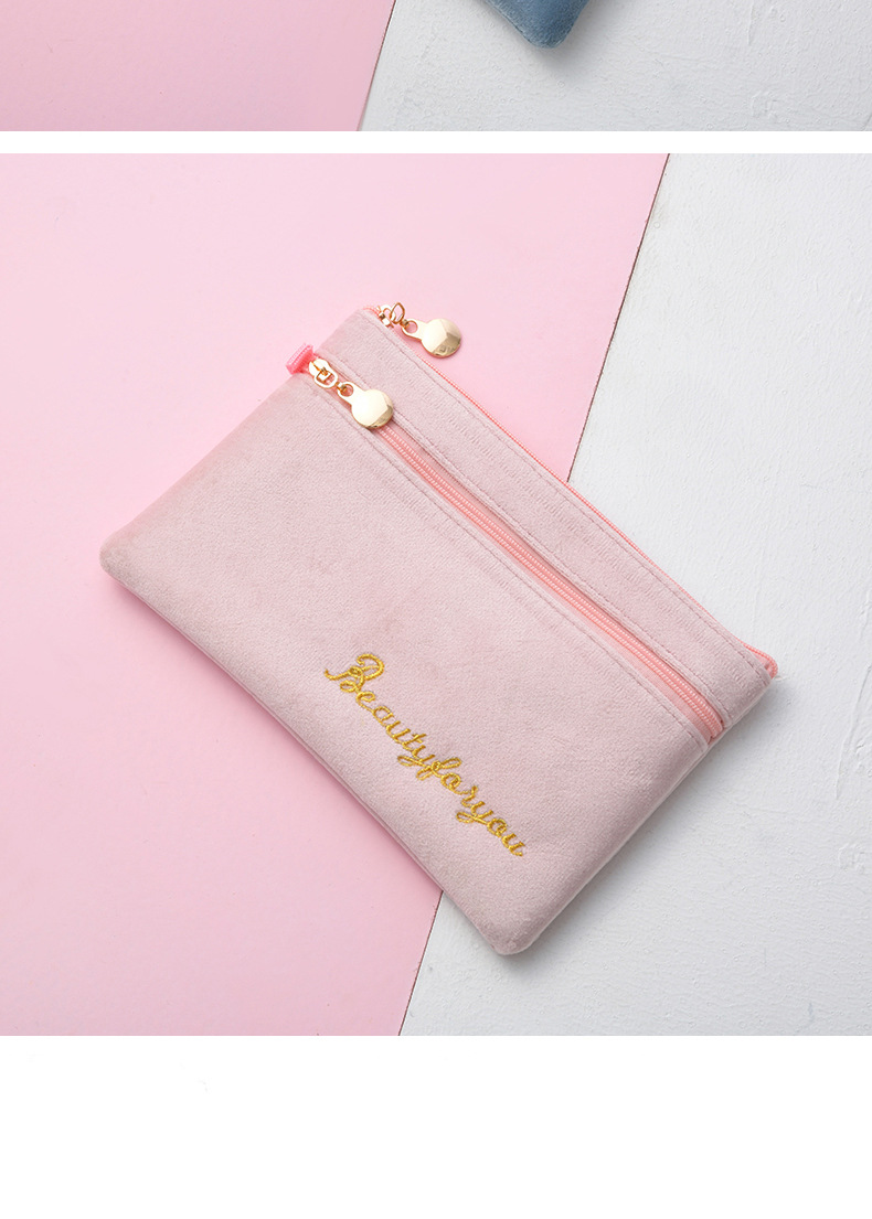 Double Zipper Mobile Phone Bag Ins Flannel Storage Bag Portable Women's Coin Purse Key Card Bag Mini Bag