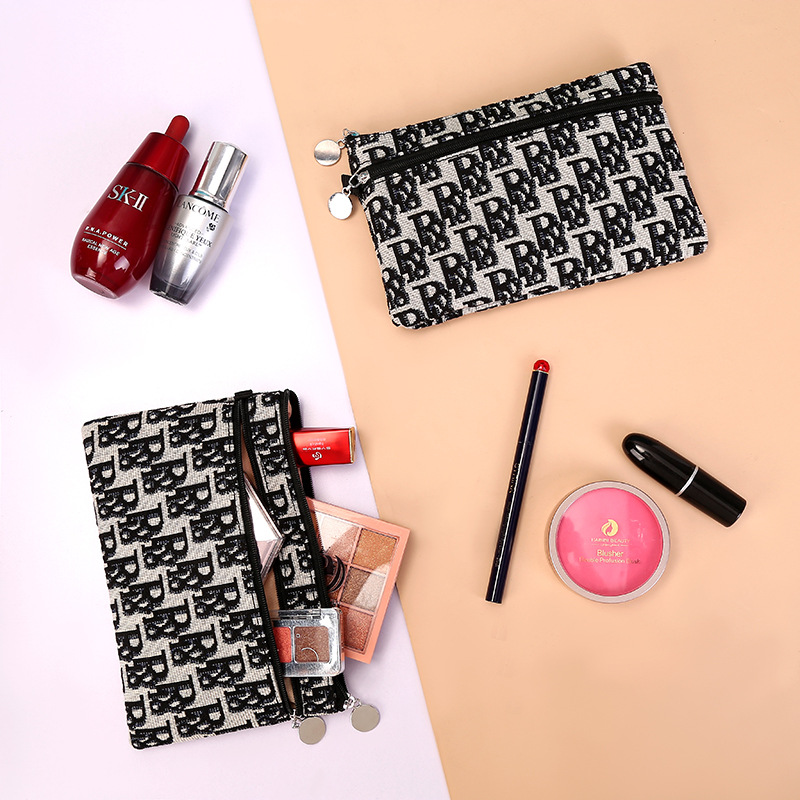 Double Zipper Mobile Phone Bag Ins Flannel Storage Bag Portable Women's Coin Purse Key Card Bag Mini Bag