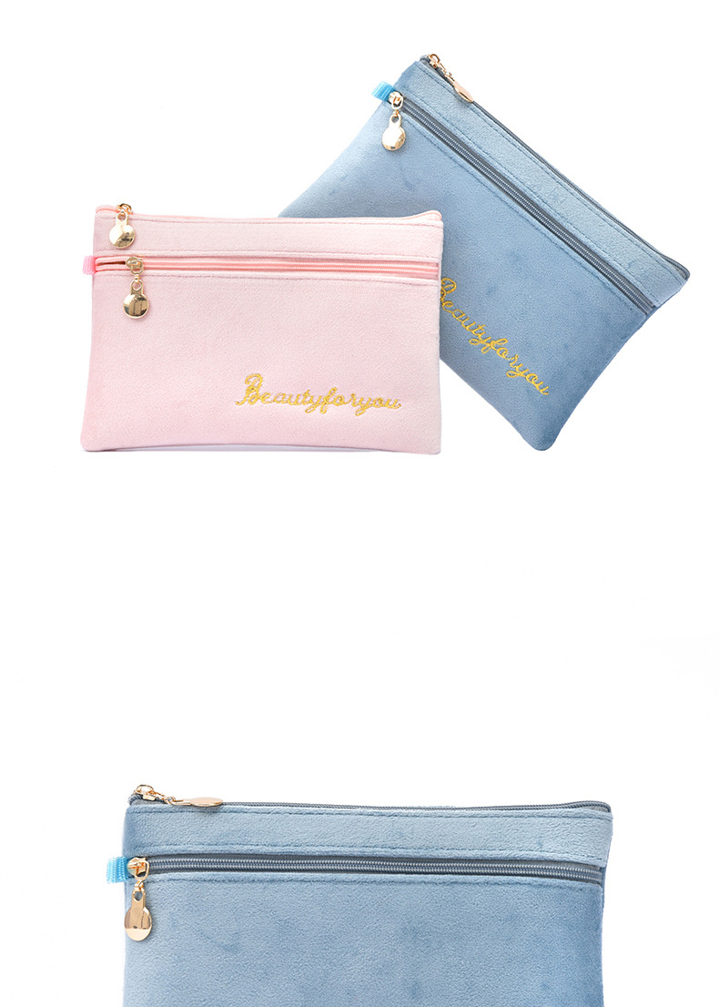 Double Zipper Mobile Phone Bag Ins Flannel Storage Bag Portable Women's Coin Purse Key Card Bag Mini Bag