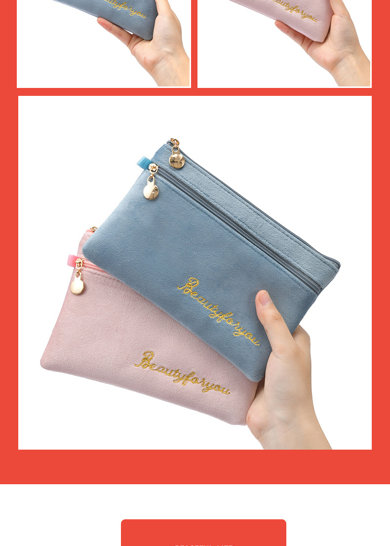 Double Zipper Mobile Phone Bag Ins Flannel Storage Bag Portable Women's Coin Purse Key Card Bag Mini Bag